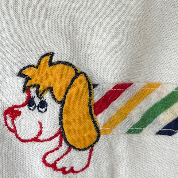 Vintage Doe Spun knit sweater embroidered dog baby girl boy unisex rainbow - Picture 5 of 6